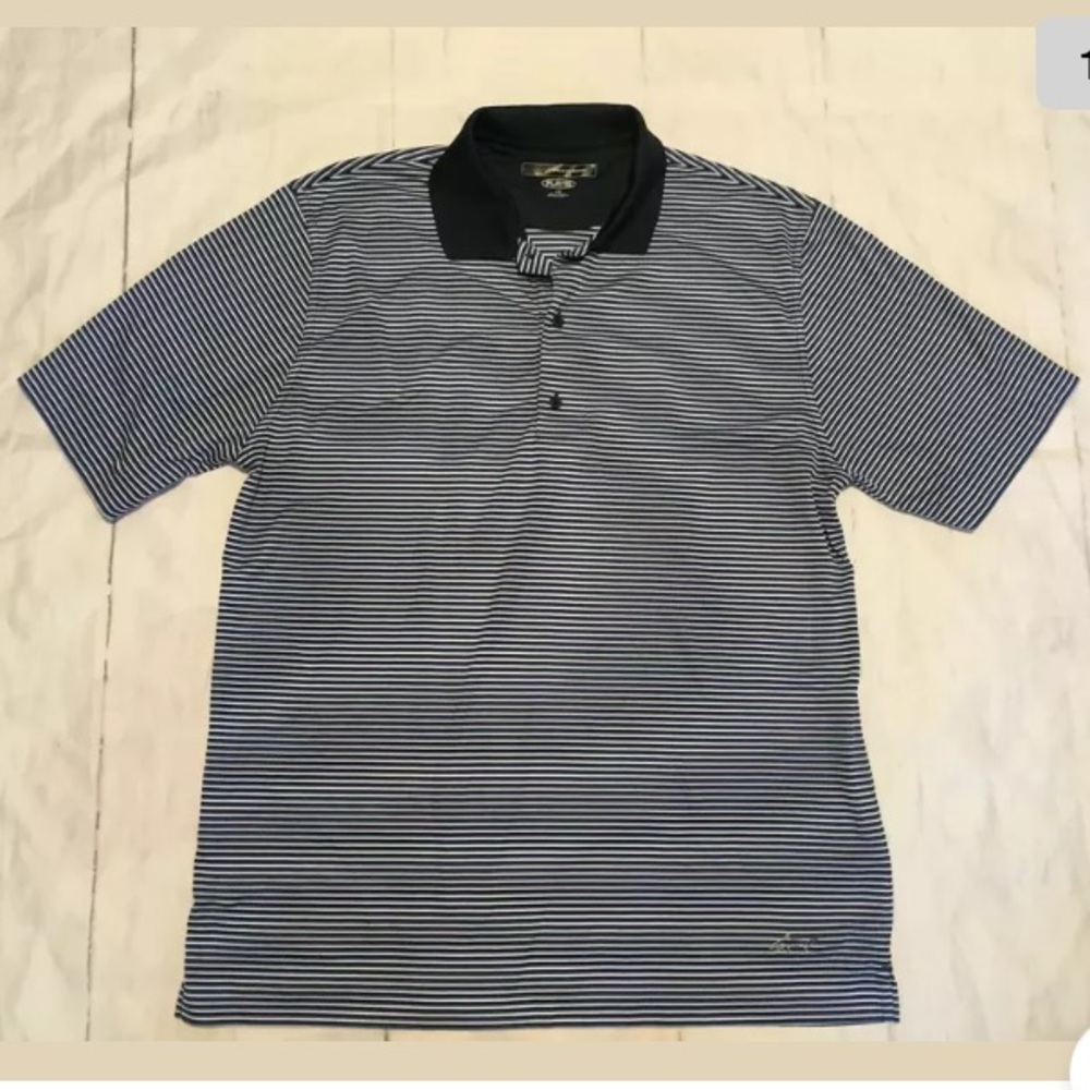 Greg Norman Play Dry Polo Large Blue Striped Golf Shirt (d)‎